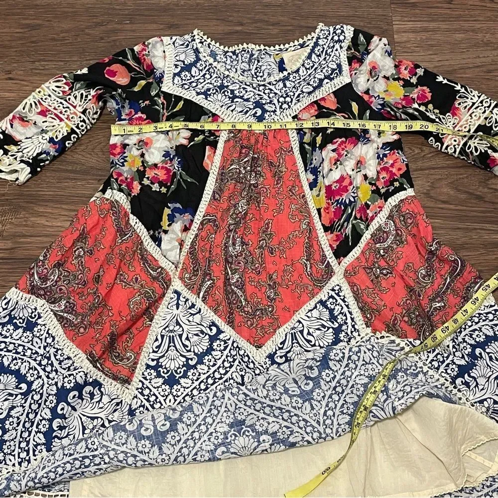 Anthropologie Inez Swing Dress by Vanessa Virginia Patchwork Multicolor Size 2